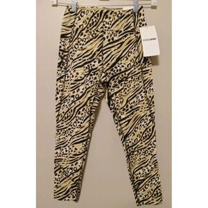 Pink Sport Butter Soft Women Black Tan Animal‎ Print Ankle 7/8 Leggings Size M